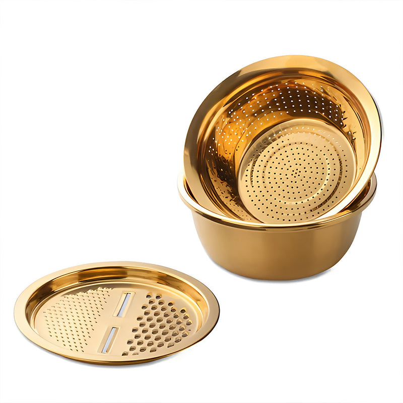 Anygleam Gold Stainless Steel Food Slicer – Multi-Function Kitchen Tool for Effortless Fruit & Vegetable Prep