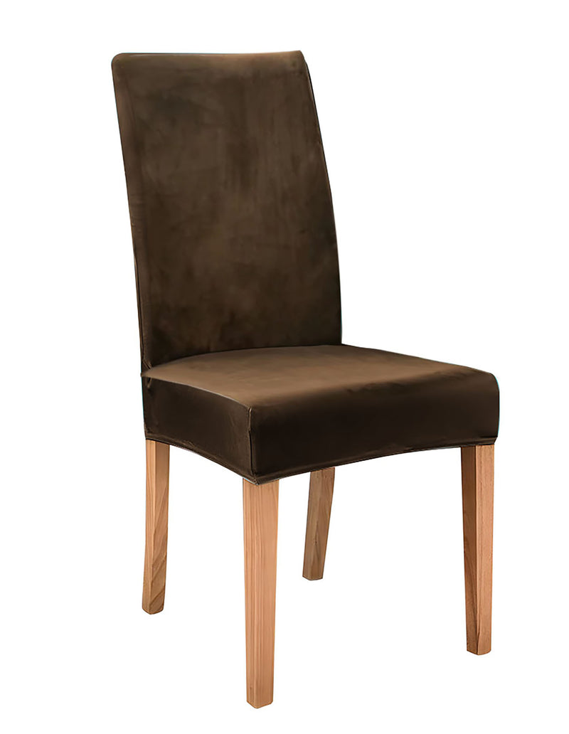 Anyseat Coffee Velvet Dining Chair Cover – Plush Stretchable Slipcover for Kitchen & Dining Room Chairs