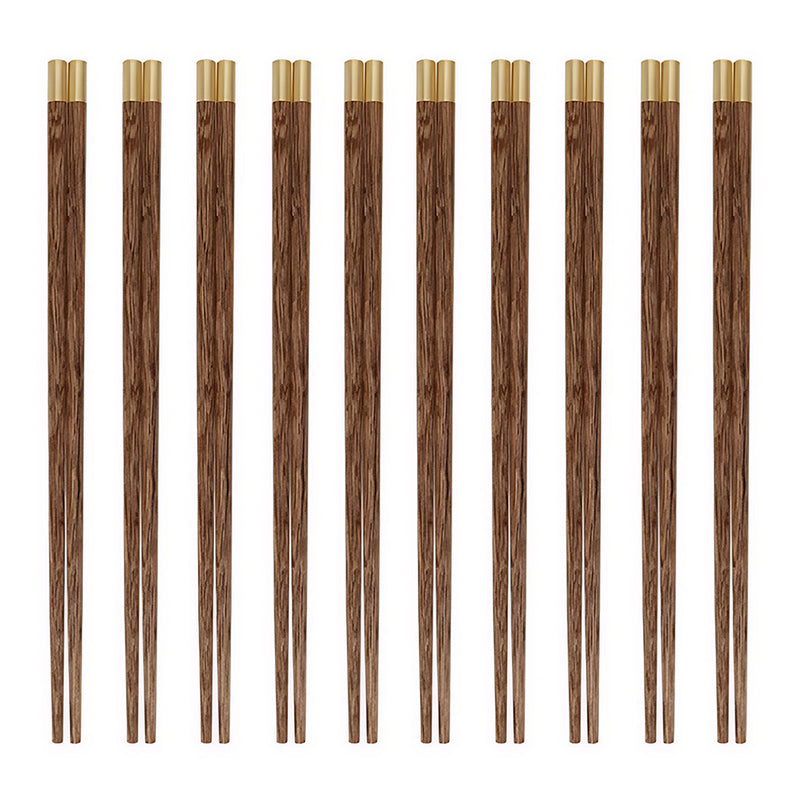 Anygleam Dark Brown 10pairs Wooden Chinese Sticks Set Food Kitchen Tableware