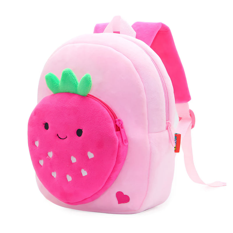 Anypack 3D  Pink Strawberry Kids School Backpack Cute Cartoon Animal Style Children Toddler Plush Bag Perfect Accessories For Boys and Girls