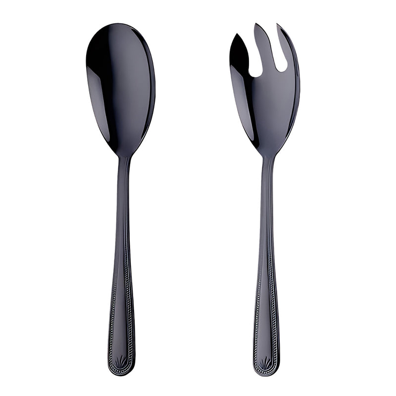 Anygleam Black Giant Spoon & Fork Set – 2-Piece Stainless Steel