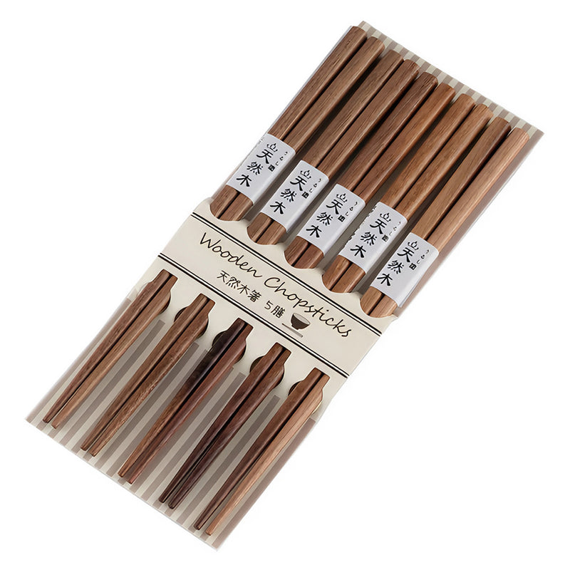 Anygleam Natural Wood Color 5pairs Wooden Sushi Chopsticks Reusable Kitchen Tableware