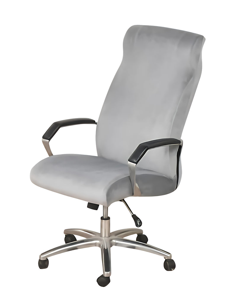Anyseat Grey Velvet Office Chair Cover – Zippered Stretchable High‑Back Slipcover Protector