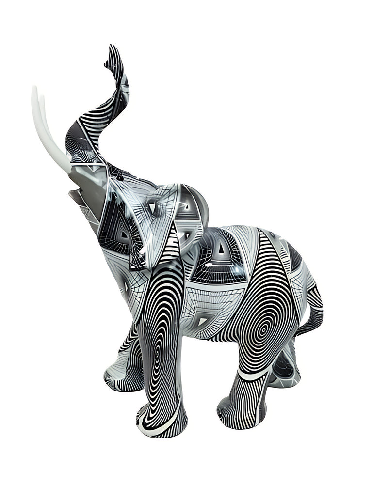 ANYDECO Figurine Hypnotic Opt Art Large Graffiti Elephant Sculpture Nordic Resin Statue Decor