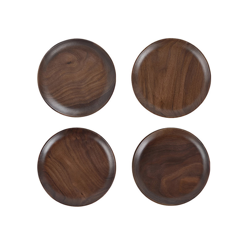 Anygleam Natural Brown  4pcs Wooden Plate Food Kitchen Tableware