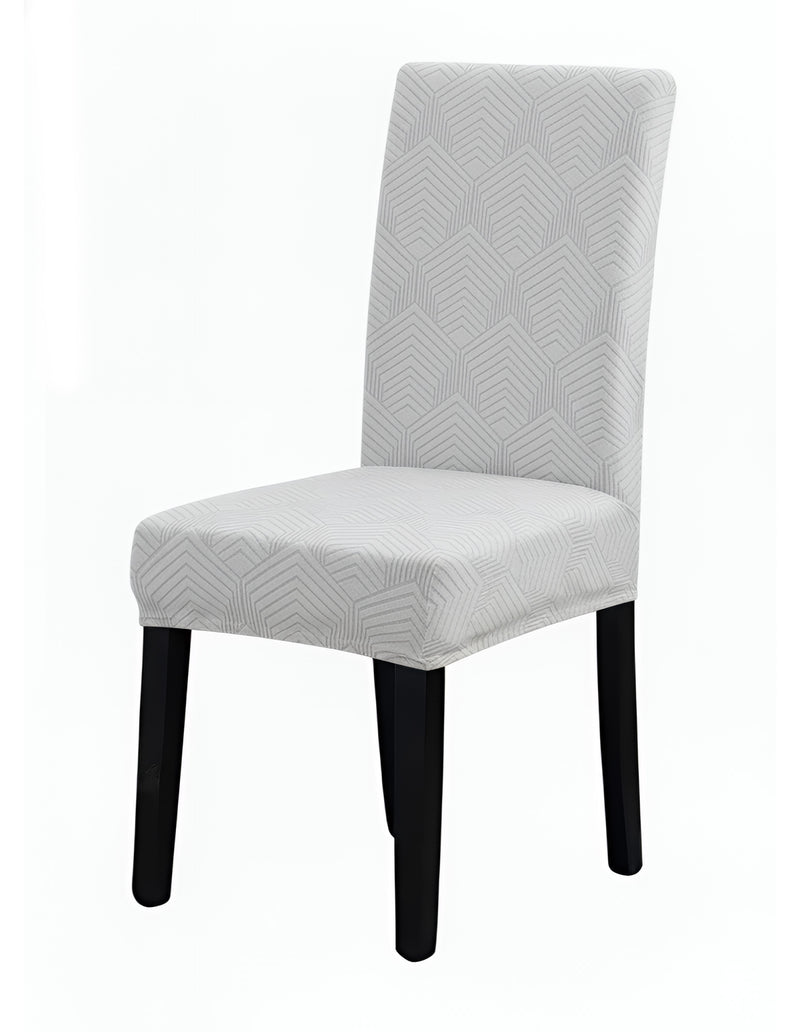 Anyseat Light Grey Geometric Lines Design Chair Cover – Elastic Anti‑Dirt Design for Dining, Kitchen, Wedding, Hotel & Banquet Use