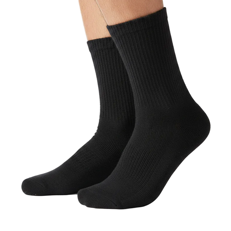 Anyfootwear 5 Pairs Size 10-14 Fashion Socks High Quality Office Sports Business Long Socks Cotton Solid Colors Skateboard Knitted Casual Black Size 43-48