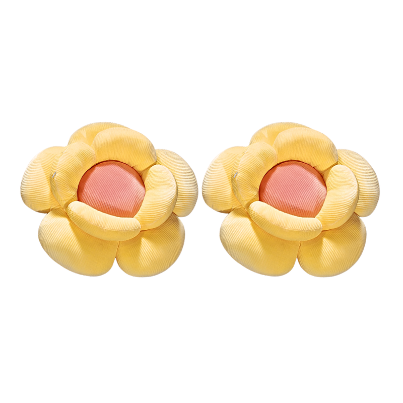 Anyseat Seat Cushion 2PC Yellow Double Flower Shape Soft Bedside Floor Plush Pillow Home Decor