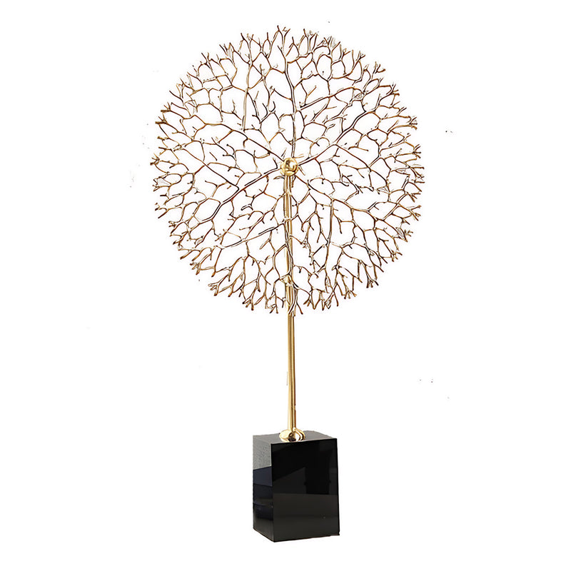 ANYHOUZ 33cm Luxury Metal Tree Tabletop Home Decor Modern Art Living Room Display House Decorative Crafts Metal Ornaments with Marble Base