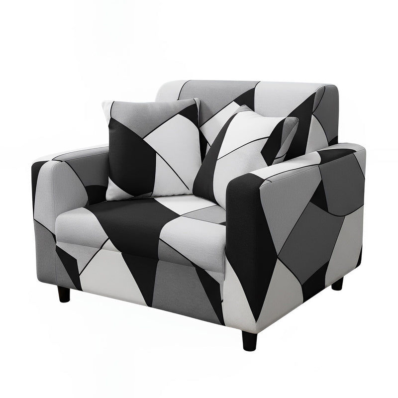Anyseat 1-Seater Sofa Cover – Black White Geometric Style Slipcover for Living Room Chair Protection