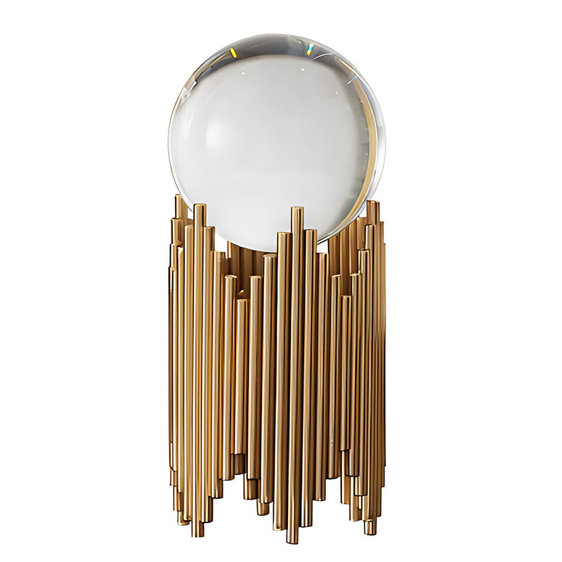 ANYHOUZ 16cm Luxury Gold Metal Crystal Ball Tabletop Home Decor Modern Art Living Room Display House Decorative Crafts Metal Ornaments