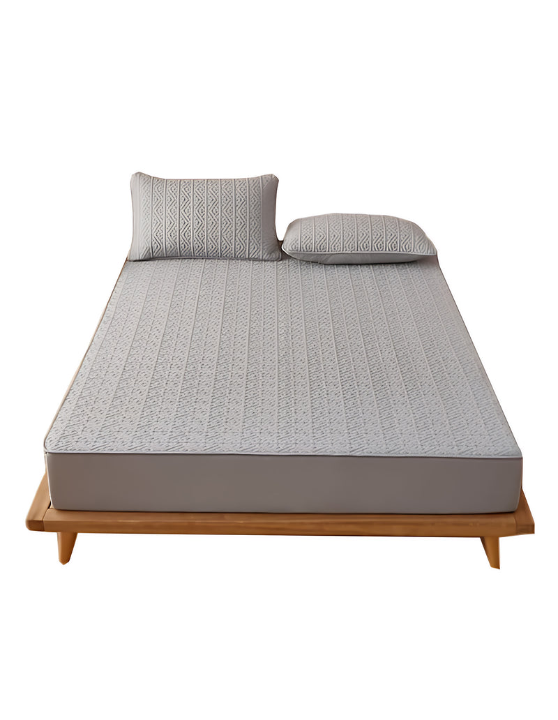 Anycozy Mattress Cover Gray Double Size Pure Cotton Soft Quilted Bed Sheet Anti-bacterial Protector Cover