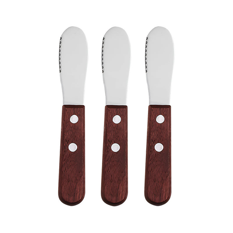 Anygleam Dark Brown 3pcs Wooden Butter Knife Kitchen Food Kitchen Tableware