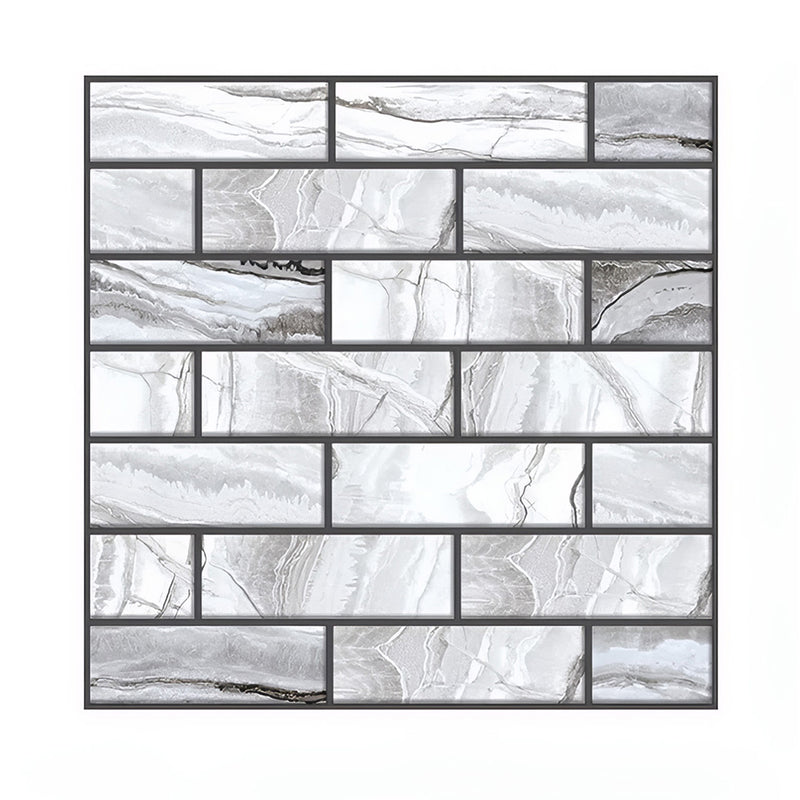 ANYHOUZ 10pcs Self Adhesive Vinyl Wall Tile Grey Marble Waterproof