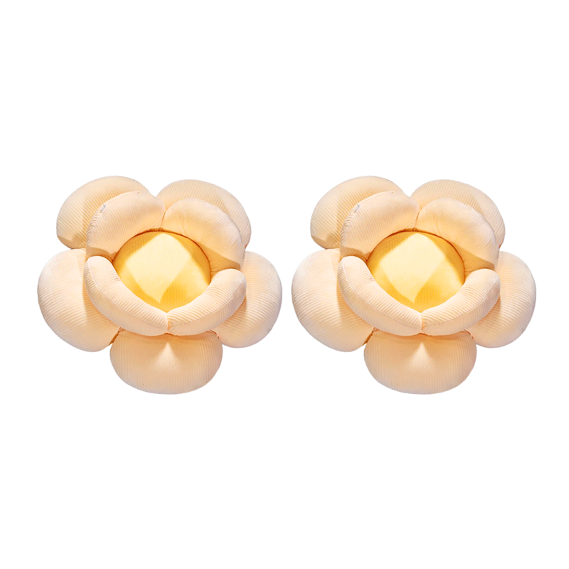 Anyseat Seat Cushion 2PC Beige Double Flower Shape Soft Bedside Floor Plush Pillow Home Decor