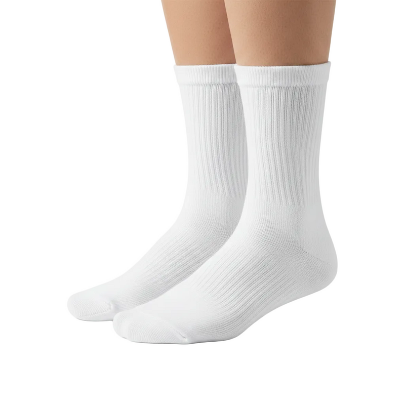 Anyfootwear 5 Pairs White Size 4-10 Sports Socks Solid Colors Cotton Skateboard Knitted Casual Unisex