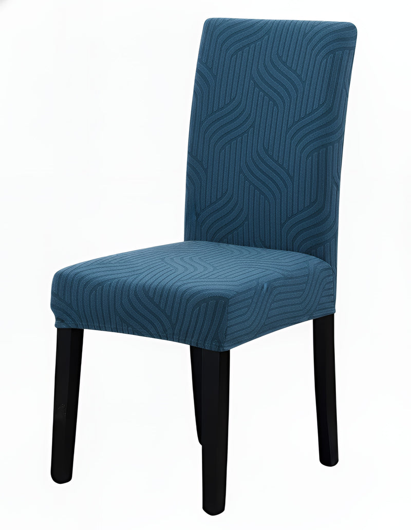 Anyseat Blue Linear Knitted Chair Cover – Elastic Anti‑Dirt Design for Dining, Kitchen, Wedding, Hotel & Banquet Use