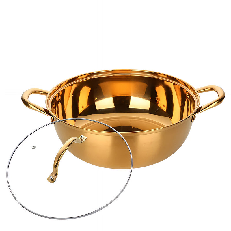 ANYGLEAM Stock Pot Gold Stainless Steel Home Restaurant Cooking Tool Single-Layer Compatible Soup Kitchen Utensils