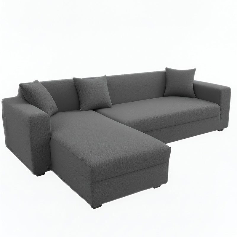 Anyhouz 4 Seater Sofa Cover Plain Grey Style and Protection For Living Room Sofa Chair Elastic Stretchable Slipcover