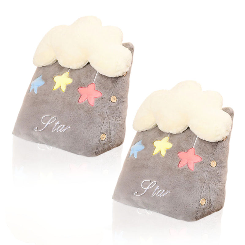 Anyseat Seat Cushion 2PC Grey Cute Cloud Soft Leaning Lumbar Wedge Pillow Bedside Plush Home Decor