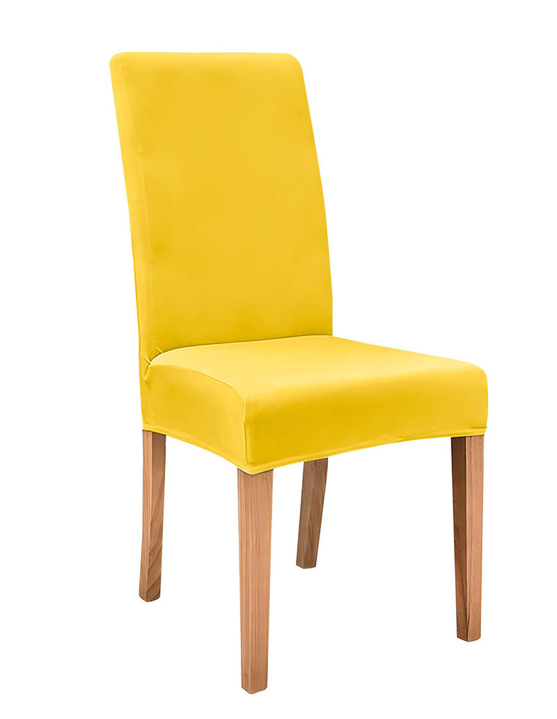 Anyseat Bright Yellow Velvet Dining Chair Cover – Plush Stretchable Slipcover for Kitchen & Dining Room Chairs