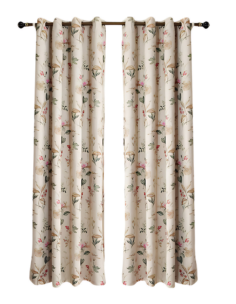 Anydrape Beige Flower Design Luxury Curtains – Modern Textured Drapes for Living Room, Bedroom & Dining Decor