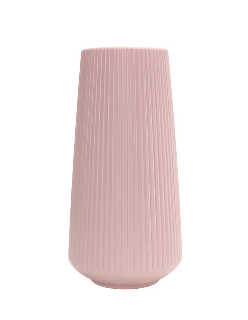 ANYDECO Flower Vase Pink Large Ribbed Nordic Style Pot Living Room Decor