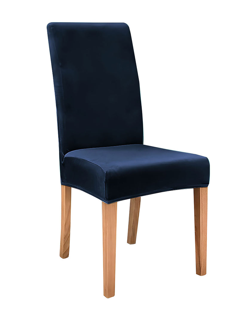 Anyseat Dark Navy Velvet Dining Chair Cover – Plush Stretchable Slipcover for Kitchen & Dining Room Chairs