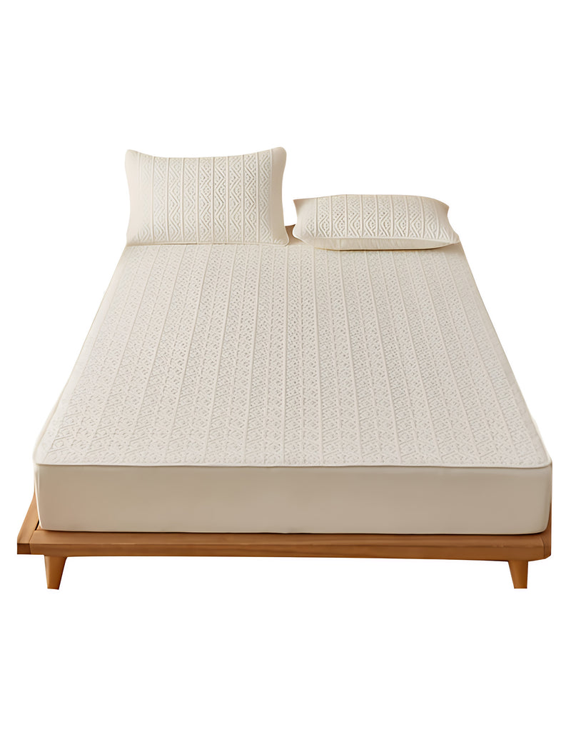 Anycozy Mattress Cover Beige Double Size Pure Cotton Soft Quilted Bed Sheet Anti-bacterial Protector Cover