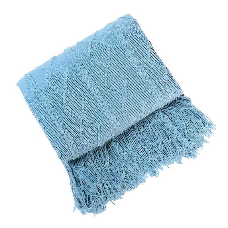 Anycozy Sky Blue Faux Cashmere Throw Blanket Diamond Knit 130x230cm