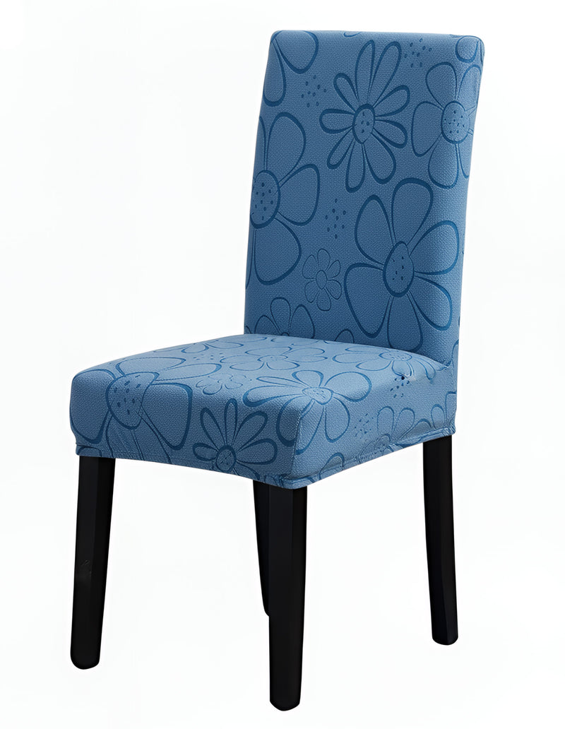 Anyseat Blue Floral Knitted Chair Cover – Elastic Anti‑Dirt Design for Dining, Kitchen, Wedding, Hotel & Banquet Use