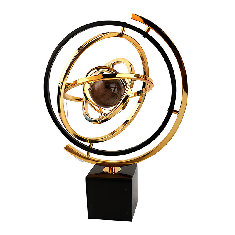 ANYHOUZ 43cm Metal Globe Tabletop Home Decor Modern Art Living Room Display House Decorative Crafts Ornament