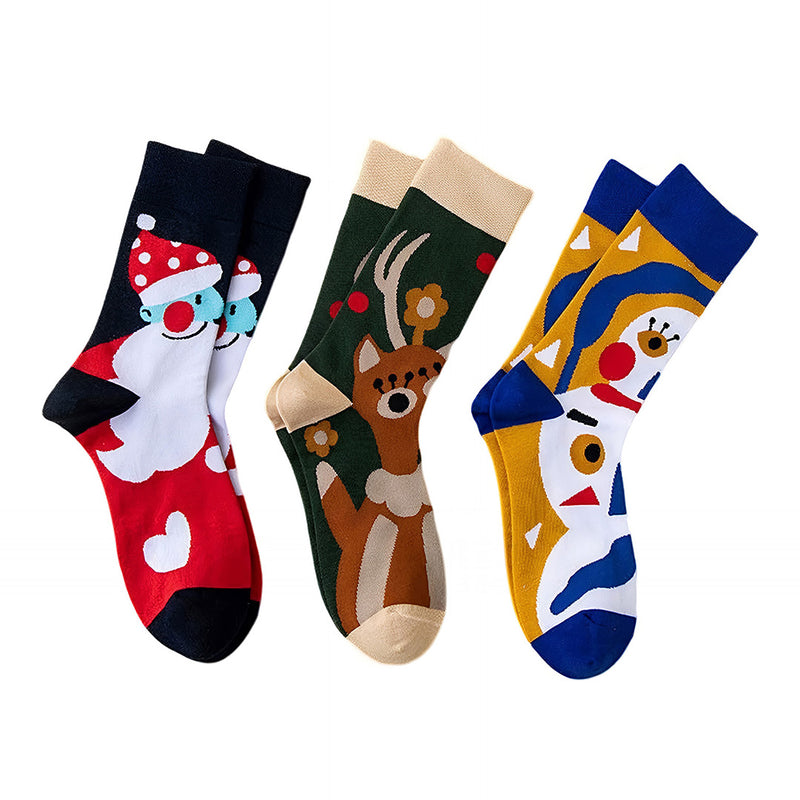 Anyfootwear 3 Pairs Women’s Cartoon Holiday Cotton Socks Funny Gift Party