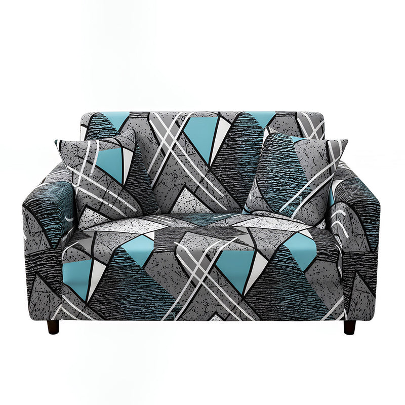 Anyseat 2-Seater Sofa Cover – Dark Grey Geometric Style Slipcover for Living Room Chair Protection