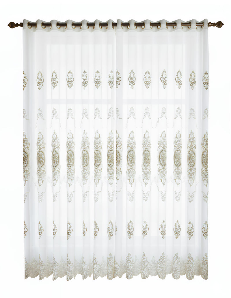 Anydrape White Floral Sheer Curtains – Elegant Decorative Window Drapes for Living Room, Bedroom & Home Décor