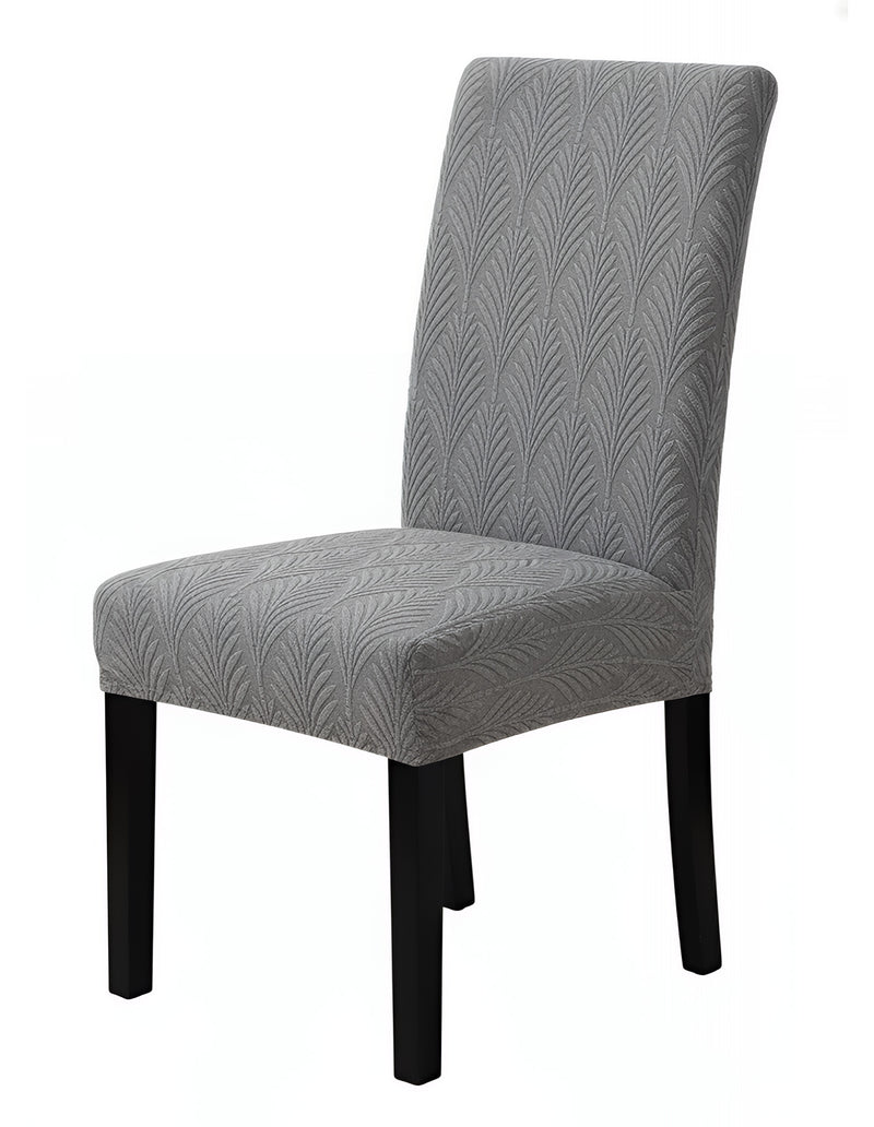 Anyseat Dark Grey Series Leaf Lines Design Chair Cover – Elastic Anti‑Dirt Design for Dining, Kitchen, Wedding, Hotel & Banquet Use
