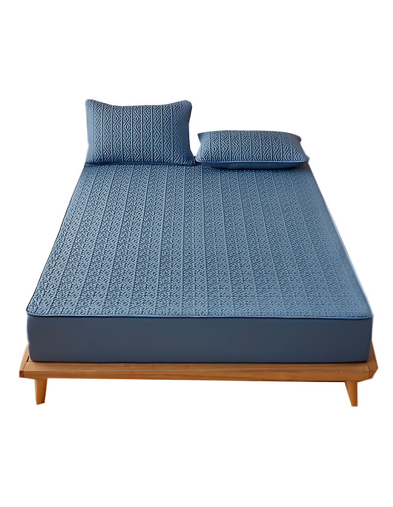 Anycozy Mattress Cover Blue 160x200cm Pure Cotton Soft Quilted Bed Sheet Anti-bacterial Protector Cover