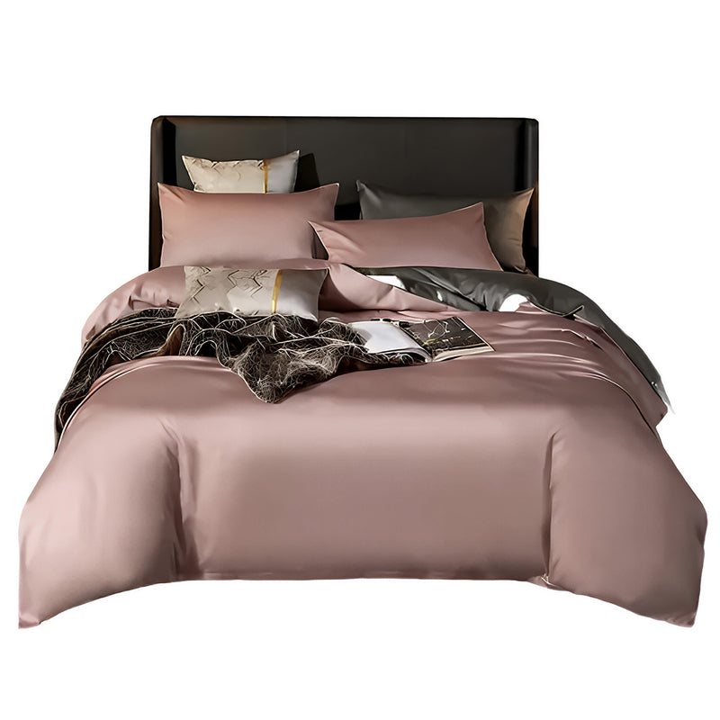 Anycozy Bed Sheet Pink Deep Grey Ultra Soft Luxury Egyptian Cotton Bedding Cover Queen Size 4 Pcs Bed Set