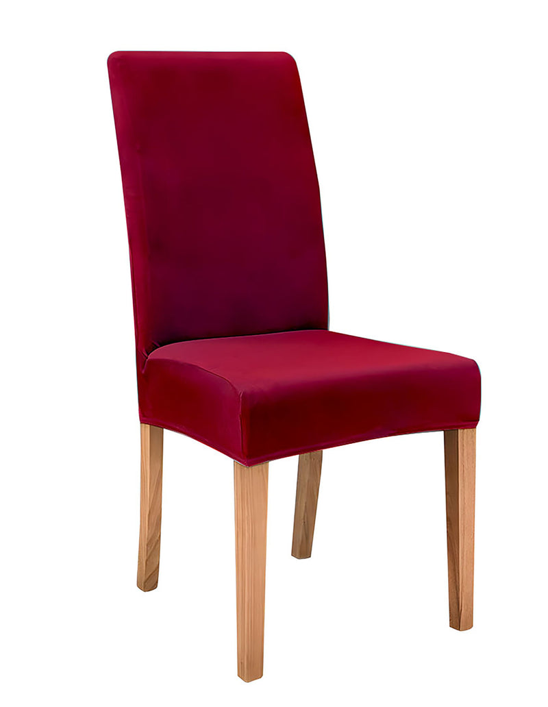 Anyseat Wine Red Velvet Dining Chair Cover – Plush Stretchable Slipcover for Kitchen & Dining Room Chairs