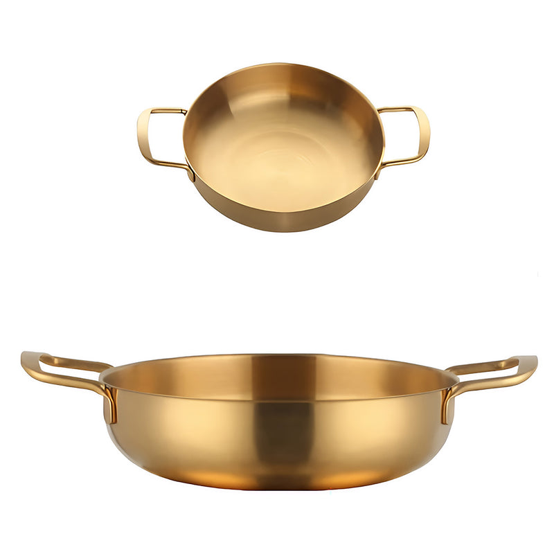 Anygleam Stock Pot 2pcs Gold-S-L Stainless Steel HotPot Without Lid Single-Layer Cooking Soup Noodle Sea Food Home Kitchen Restaurant Tools