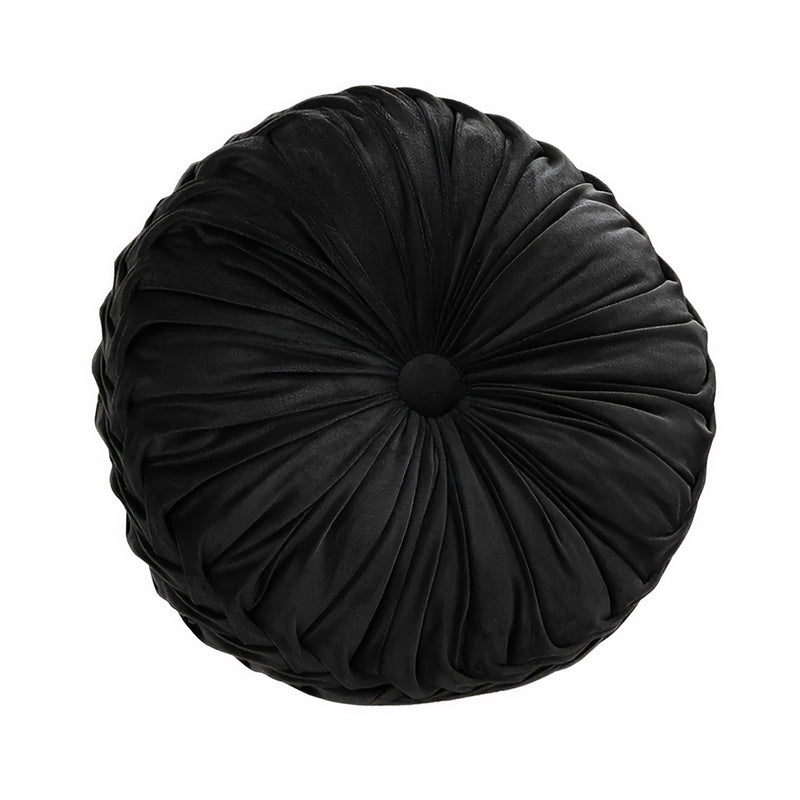 Anyhouz Round Pleated Velvet Pillow – Soft Plush Cushion with Filling