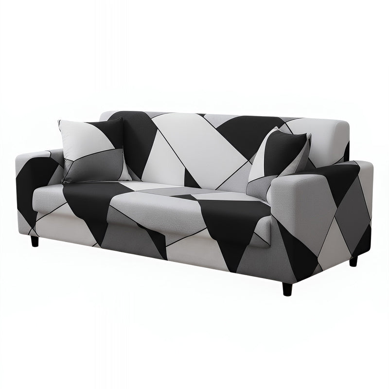 Anyseat 3-Seater Sofa Cover – Black White Geometric Style Slipcover for Living Room Chair Protection