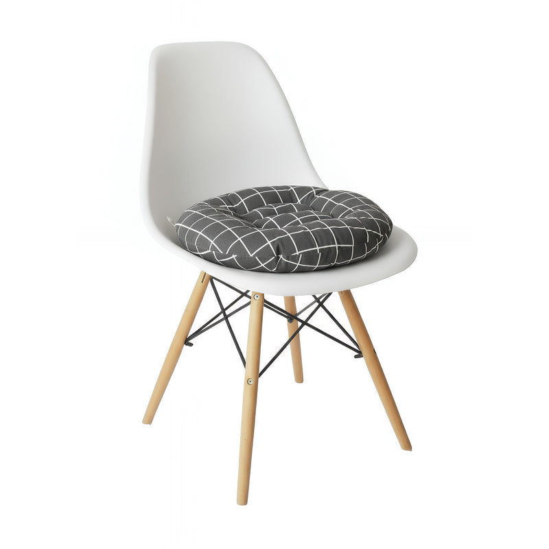 Anypillow Black Grid Pattern Chair Pad – Soft Seat Cushion