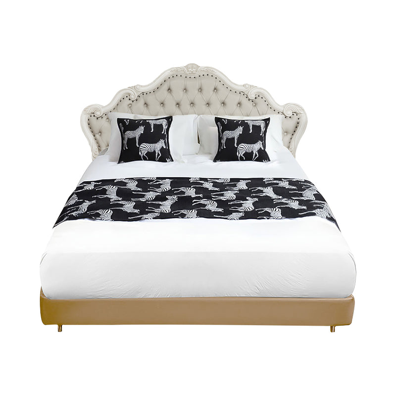 1.5m Bed Light Luxury Black Zebra Vintage Bed Scarf Runner Bedding Tail Pad Flag For Home Hotel 3Pcs Set