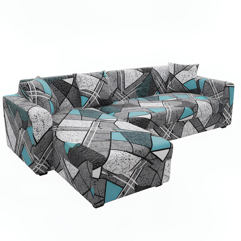 Anyseat 4-Seater Sofa Cover – Dark Grey Geometric Style Slipcover for Living Room Chair Protection