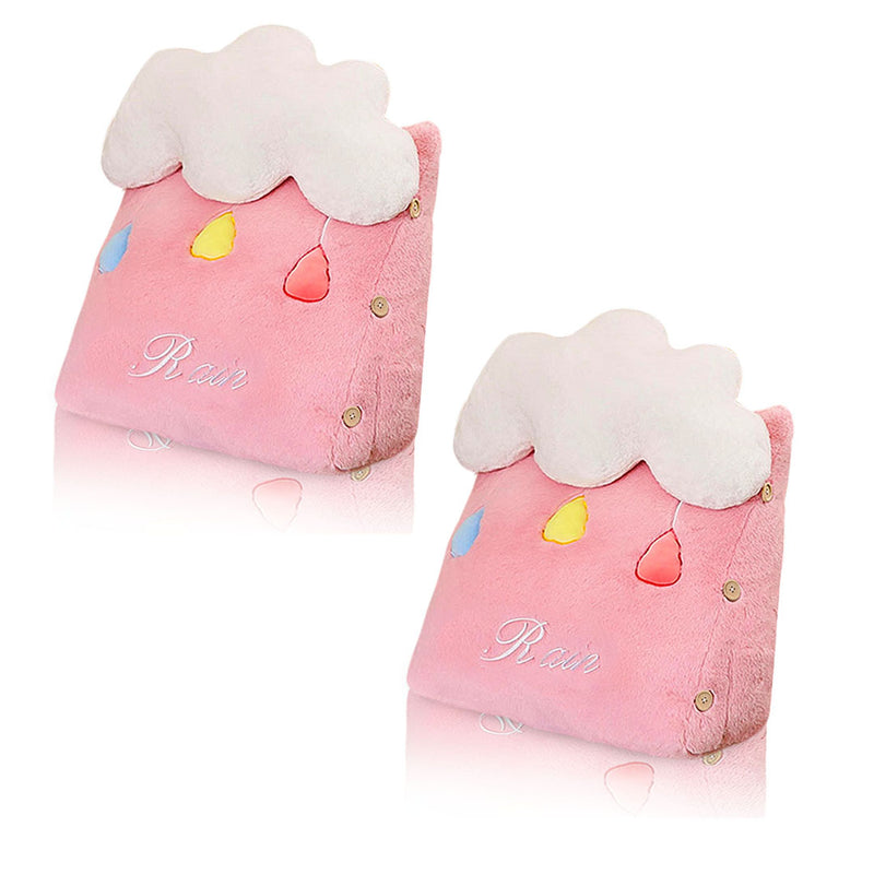 Anyseat Seat Cushion 2PC Pink Cute Cloud Soft Leaning Lumbar Wedge Pillow Bedside Plush Home Decor