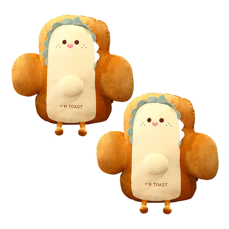 Anyseat Seat Cushion 2PC 48cm Cute Face Toast Bread Stuffed Car Plush Cartoon Back Support Pillow Home Decor