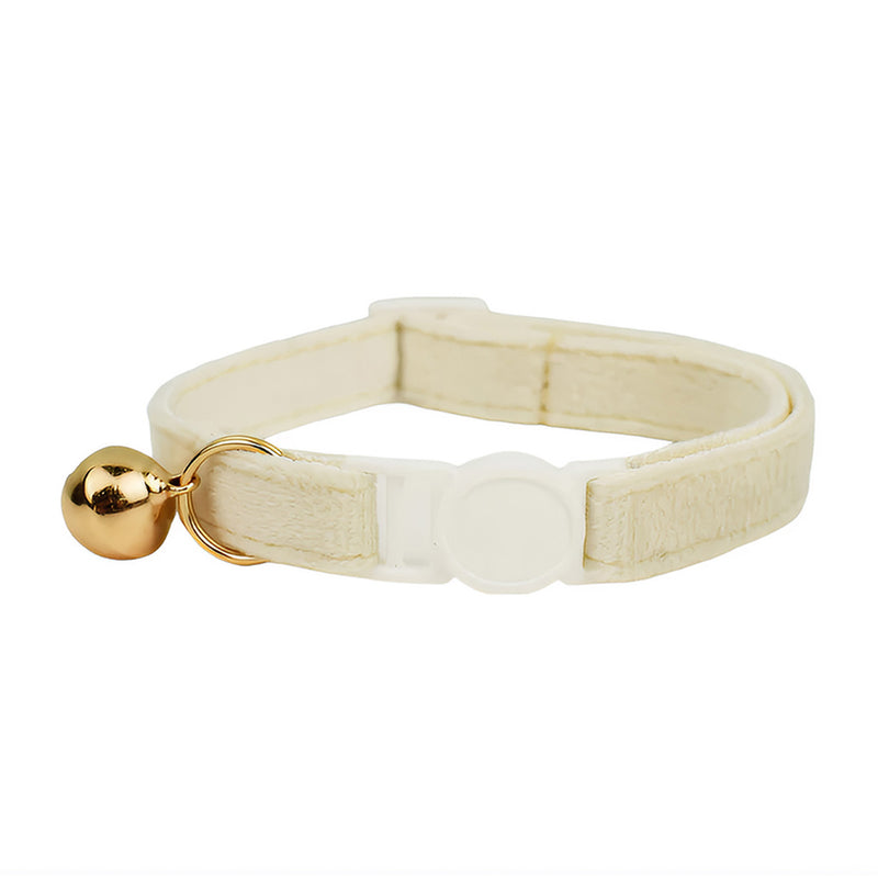ANYWAGS Cat Collar Off White Small with Safety Buckle, Bell, and Durable Strap Stylish and Comfortable Pet Accessory