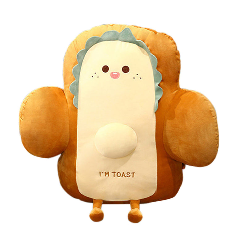 Anyseat Seat Cushion 58cm Cute Face Toast Bread Stuffed Car Seat Plush Cartoon Back Support Pillow Home Decor