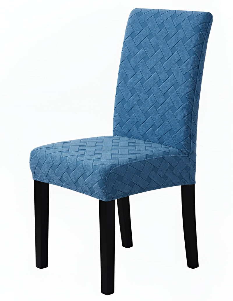 Anyseat Blue Knitted Chair Cover – Elastic Anti‑Dirt Design for Dining, Kitchen, Wedding, Hotel & Banquet Use